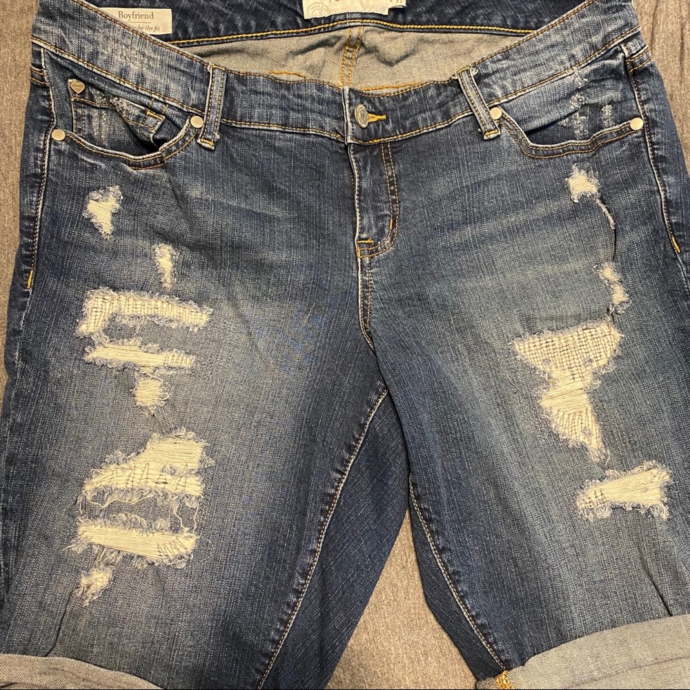 Torrid Denim Distressed Boyfriend Shorts